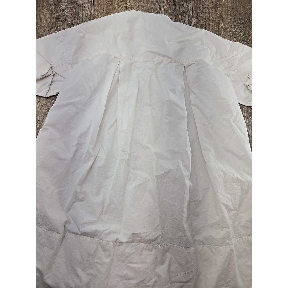 Julia Armory Women's Medium Ivory Shirt Dress Tunic Cotton Button Front Pockets - Picture 11 of 14
